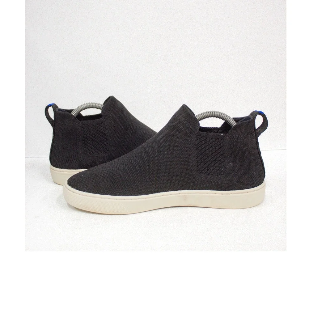 Rothy's The Chelsea Boot Size 8.5 Pull On Casual Sneaker Knit Black Stretch
